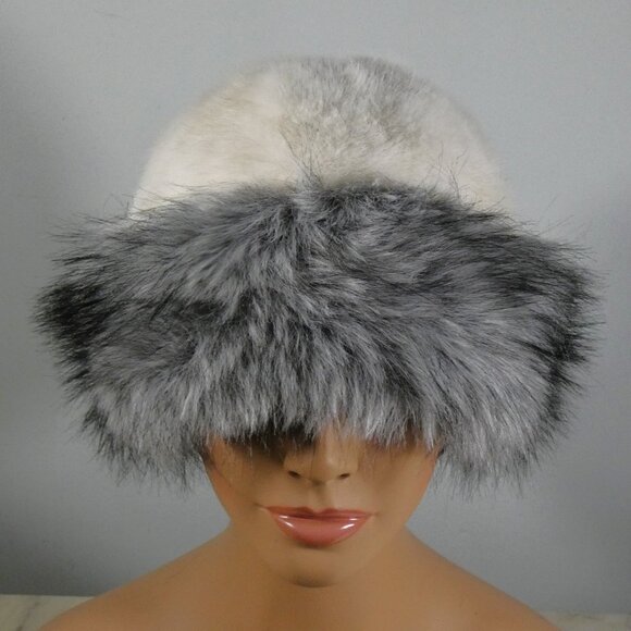 Elegant! Fabulous Fashionable Faux Fur Trim Hat Ivory/Winter-White Matching Trim main image 6